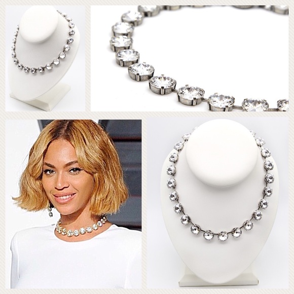 Large stone Statement necklace crystal collar choker Anna Wintour style - Picture 5 of 7